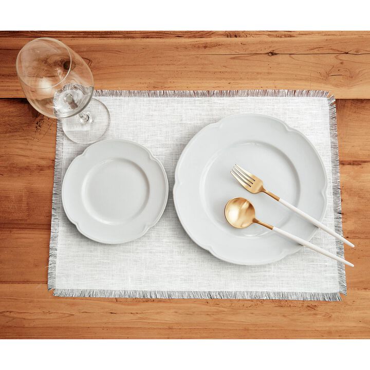 Solino Home 100% Pure Linen 14 x 19 Inch Placemats Set of 4 | Fringe