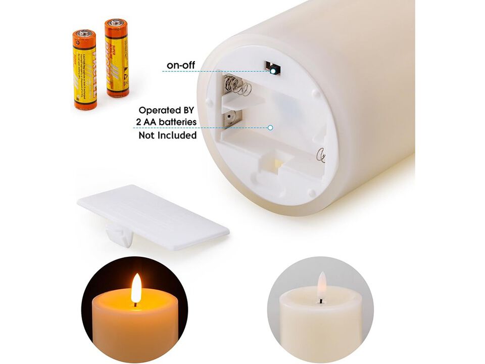 UNIVELA Flameless Candles Set of 3, Realistic Real Wax Top Flat