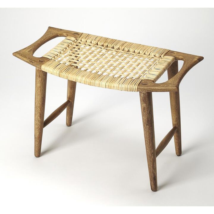Natural Harmony Mango Wood and Rattan Stool, Belen Kox