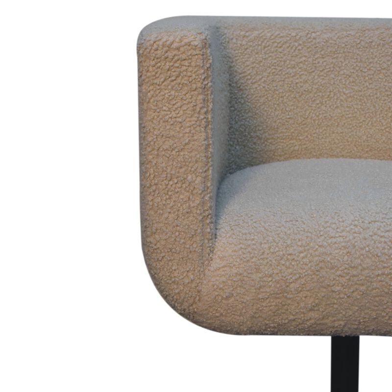 Artisan Furniture Cream Boucle Black Base Swivel  Solid Wood Arm Chair