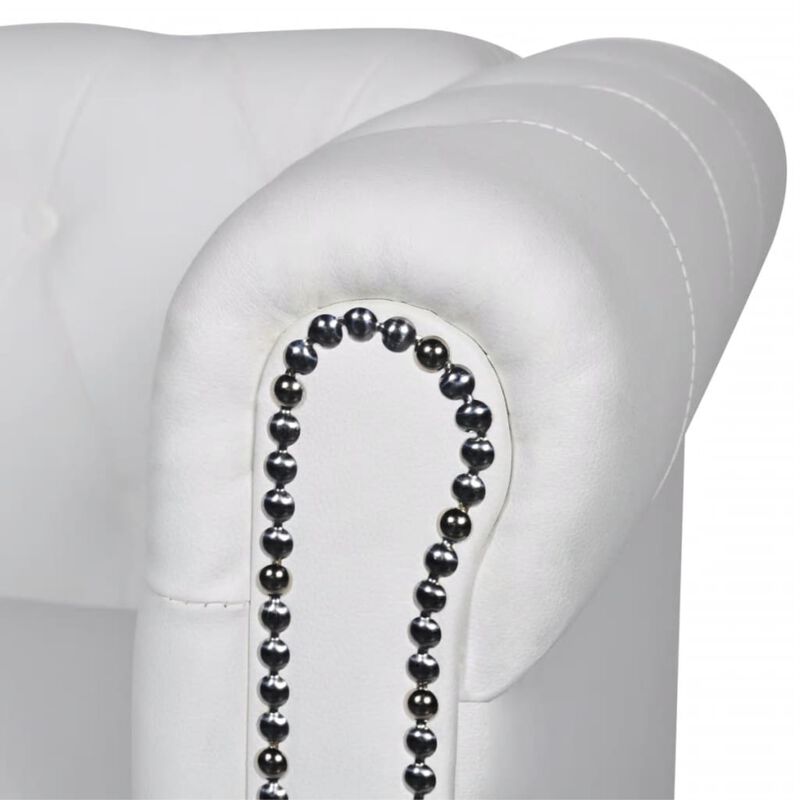 vidaXL Chesterfield 2-Seater Artificial Leather White