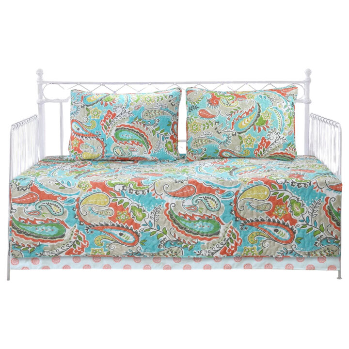 Vintage Paisley Floral 4-Piece Daybed Cover Set – Elegant Lightweight Bedding
