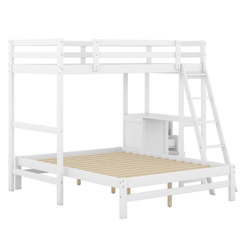 Merax Wood Bunk Bed with Desk and Three Drawers