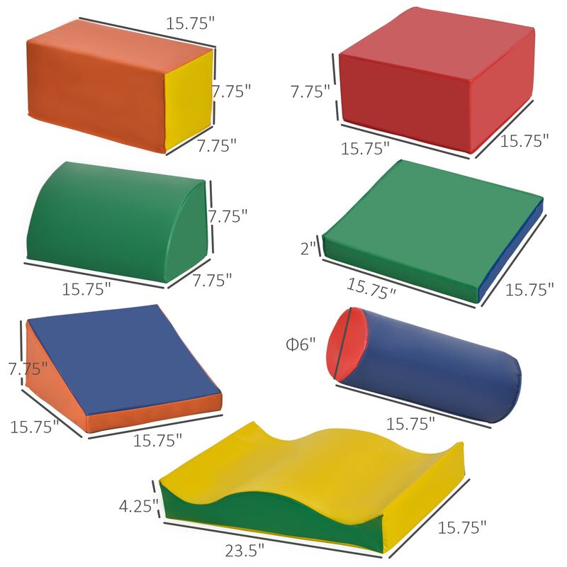 Kids' Play Set: 7-Piece Soft Foam Climb & Crawl Blocks