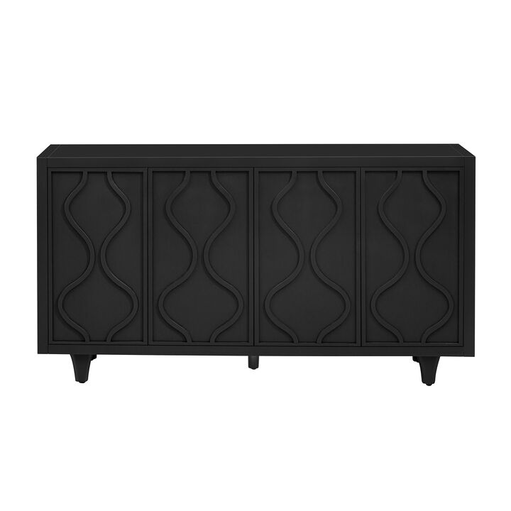 Merax Storage Cabinet Sideboard with Embossed Curved Doors