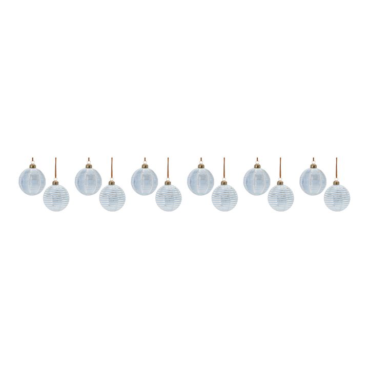 Ribbed Glass Ornament - 4 Inches (Set of 12)