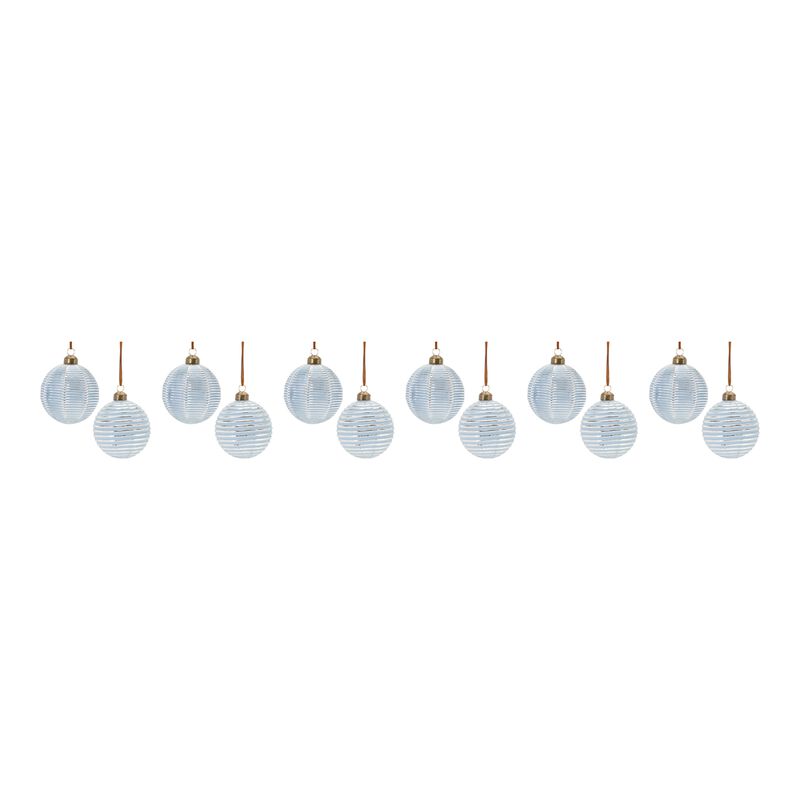 Ribbed Glass Ornament - 4 Inches (Set of 12)