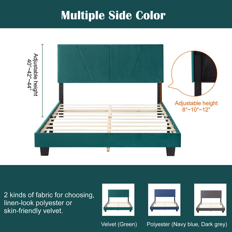 Wood Frame Queen Upholstered Platform Bed