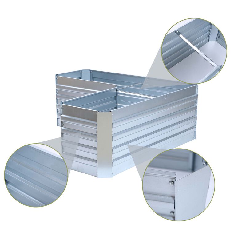 LuxenHome L-Shaped Galvanized Raised Garden Bed