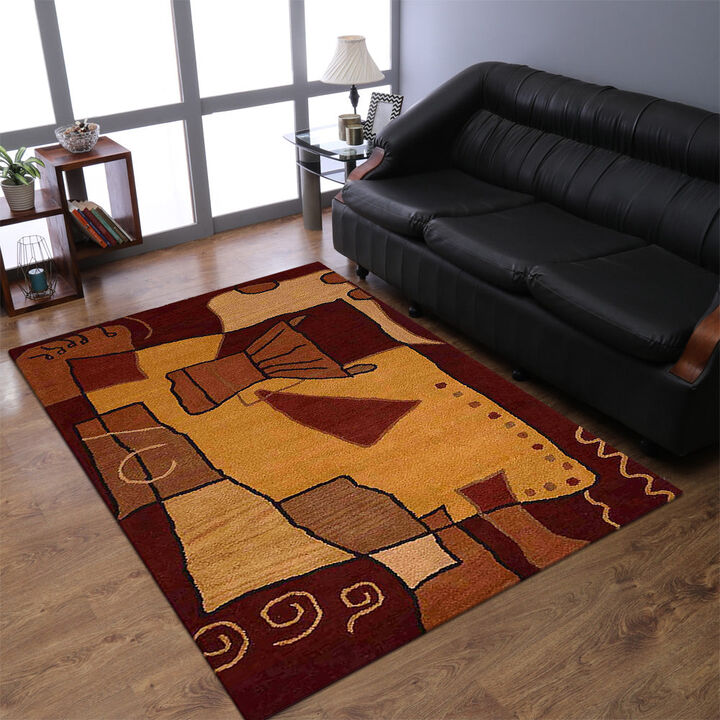 RUGSOTIC CARPETS HAND TUFTED WOOL ECO-FRIENDLY AREA RUGS  - 8'x11', Rectangle Shape, Multicolor, Abstract Modern Design, High Pile Thick Handmade Area Rugs for Living Room, Bed Room (K00694)