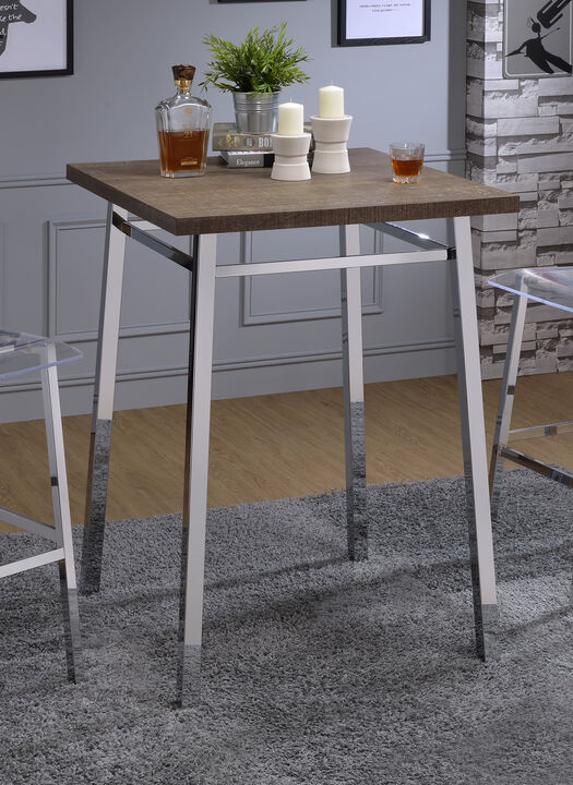 ACME Nadie Bar Table, Oak & Chrome