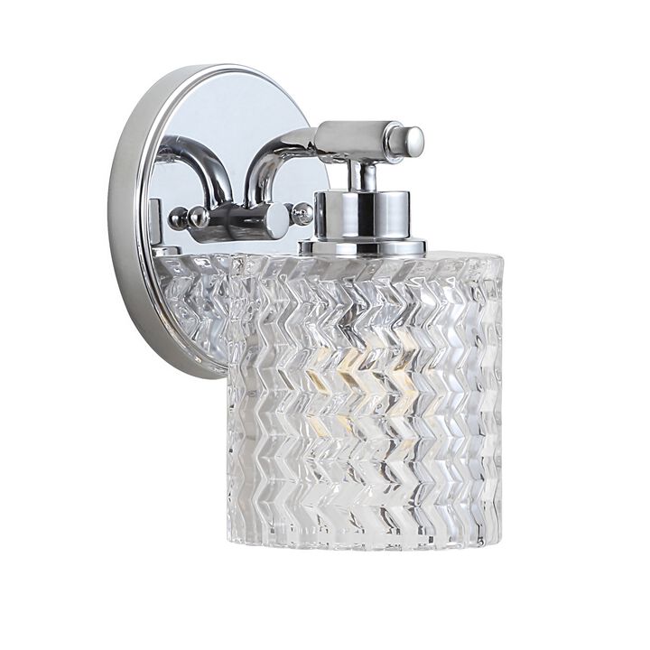Spaulding Vintage Iron Chevron Pattern Glass Farmhouse Cottage LED Vanity Light