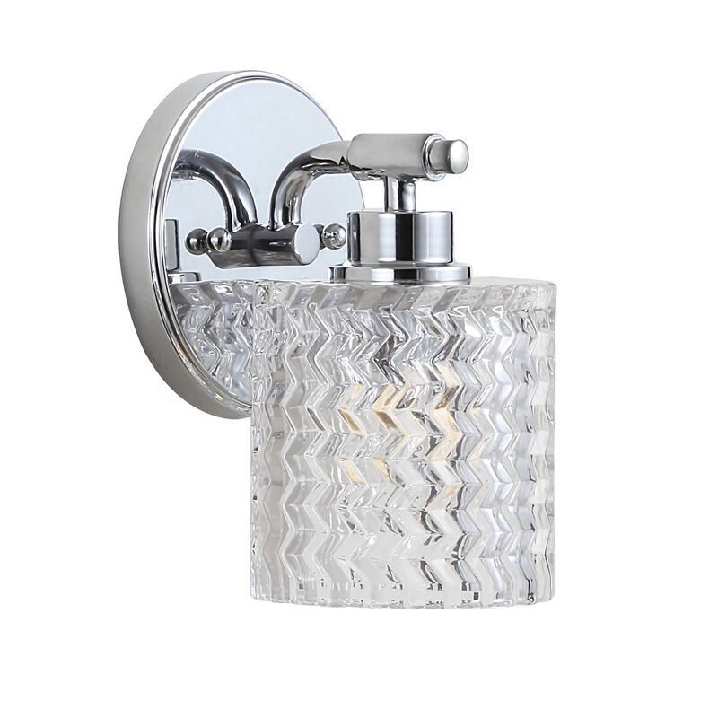 Spaulding Vintage Iron Chevron Pattern Glass Farmhouse Cottage LED Vanity Light