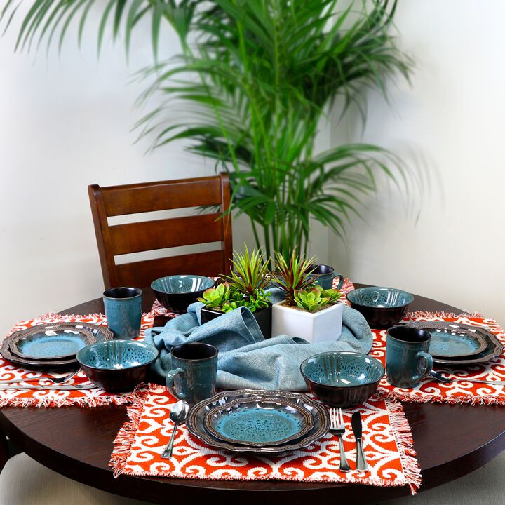 Elama's Mystic Waves 16 Piece Dinnerware Set