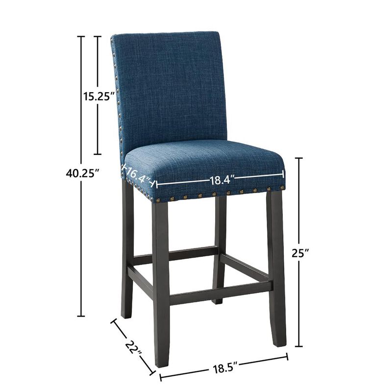 New Classic Furniture Furniture Crispin 25 Fabric Counter Chairs in Blue (Set of 2)