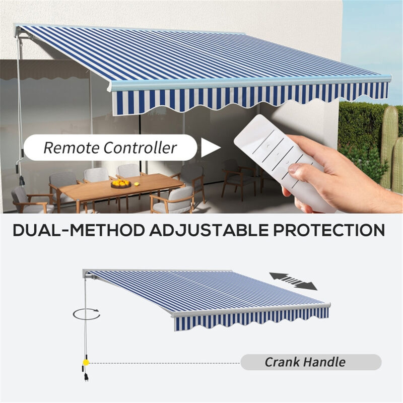 Remote-Controlled Retractable Patio Awning, Weather-Resistant Motorized Canopy
