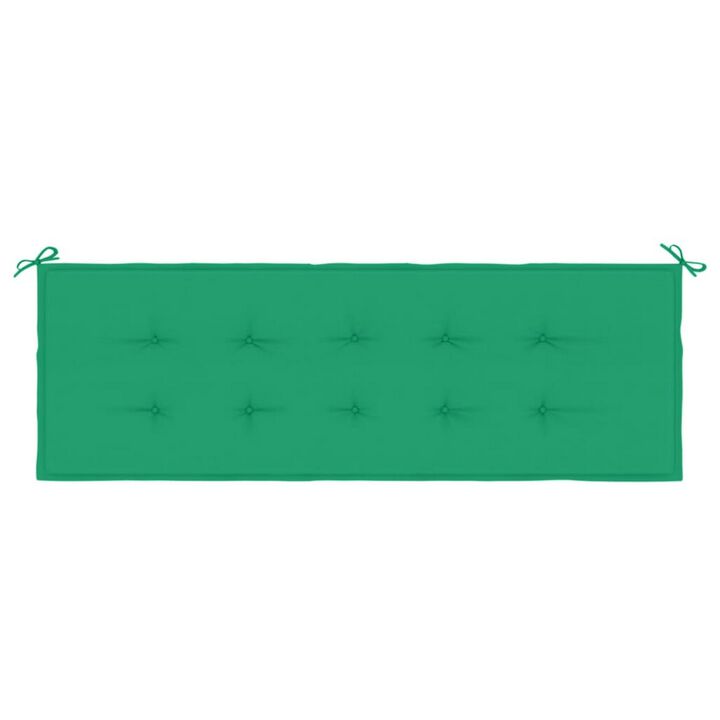 Claire Outdoor Cushion for Bench, Button Tufted Green Fabric, 59 Inch - Benzara