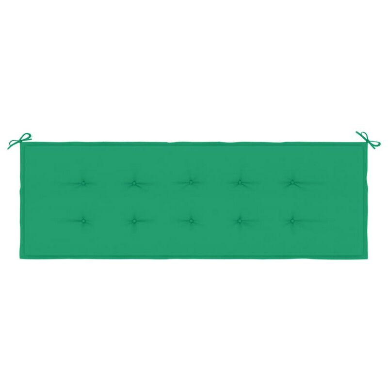 Claire Outdoor Cushion for Bench, Button Tufted Green Fabric, 59 Inch - Benzara