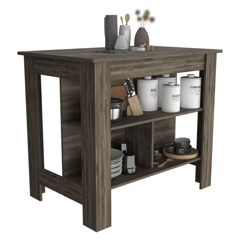 Kitchen Island Dozza, Kitchen, Dark Brown