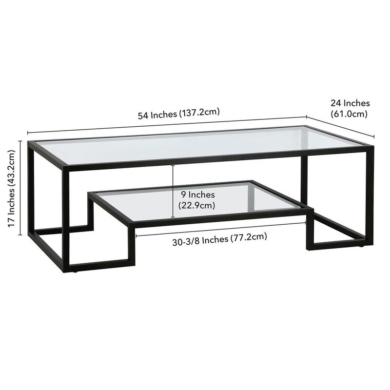 Hudson&Canal Athena 54'' Wide Rectangular Coffee Table in Blackened Bronze