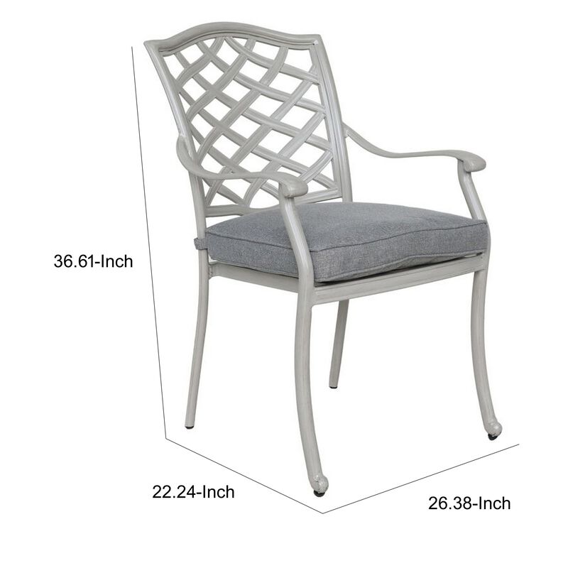 Wynn Outdoor Dining Armchair Set of 2, Aluminum, Heritage Gray Finish