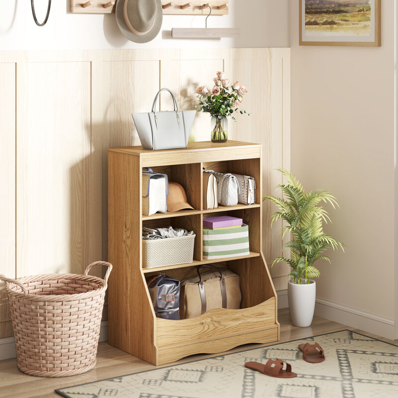 3-Tier Children's Multi-Functional Bookcase Toy Storage Bin Floor Cabinet