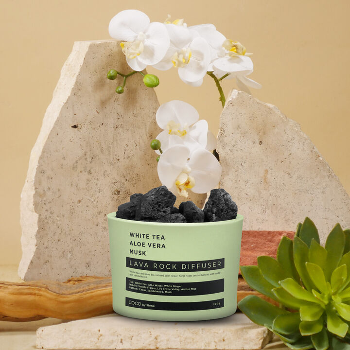 Lava Rock Diffuser - White Tea, Aloe Vera , Musk