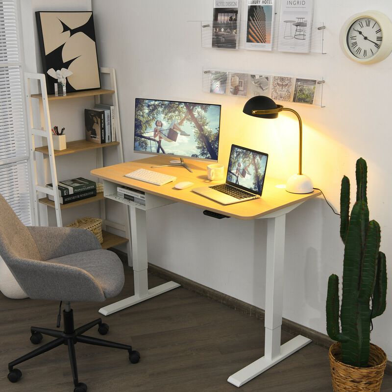 48-Inch Electric Standing Adjustable Desk with Control Panel and USB Port-Natural