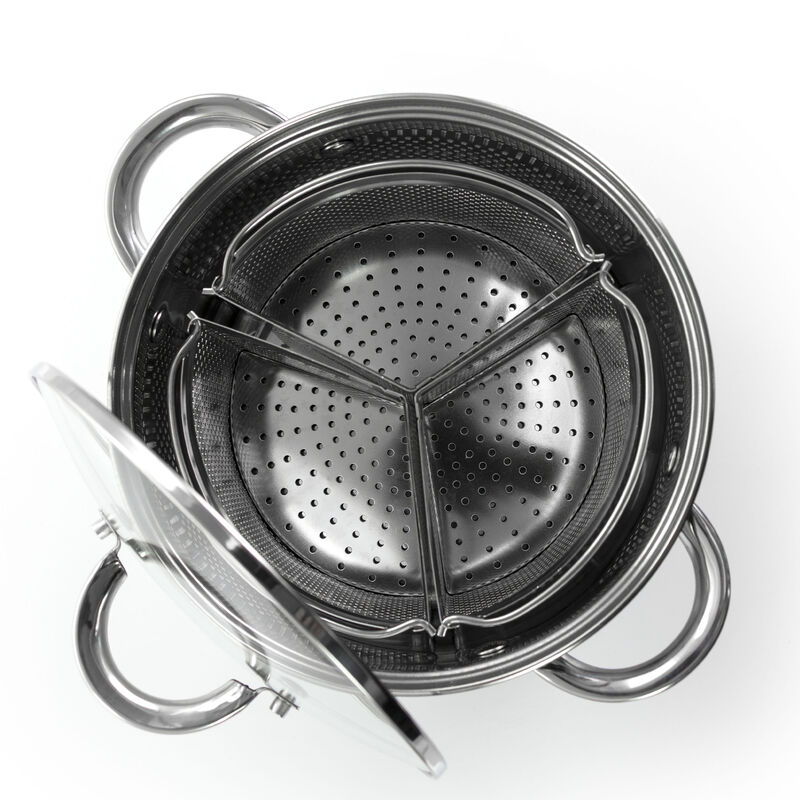 Oster Sangerfield 5 Piece 4 Quart Stainless Steel Dutch Oven with Lid and 3-Section Dividers
