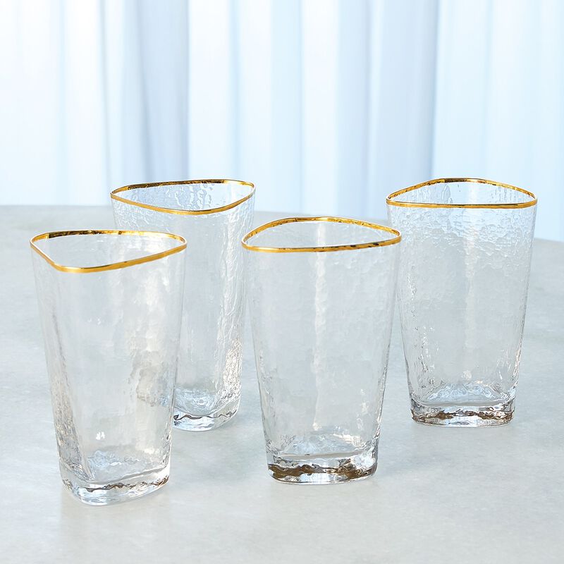 Set of 4 Hammered High Ball Glasses