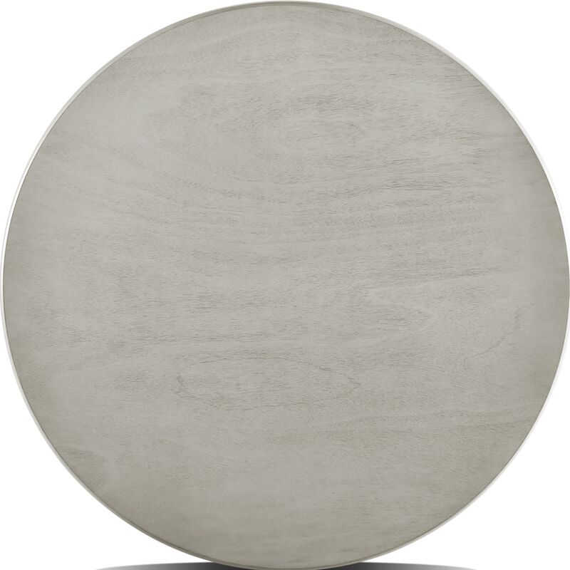 Pane 47 Inch Rounded Wood Dining Table, Smooth Gray Finish, Tall Block Legs - Benzara