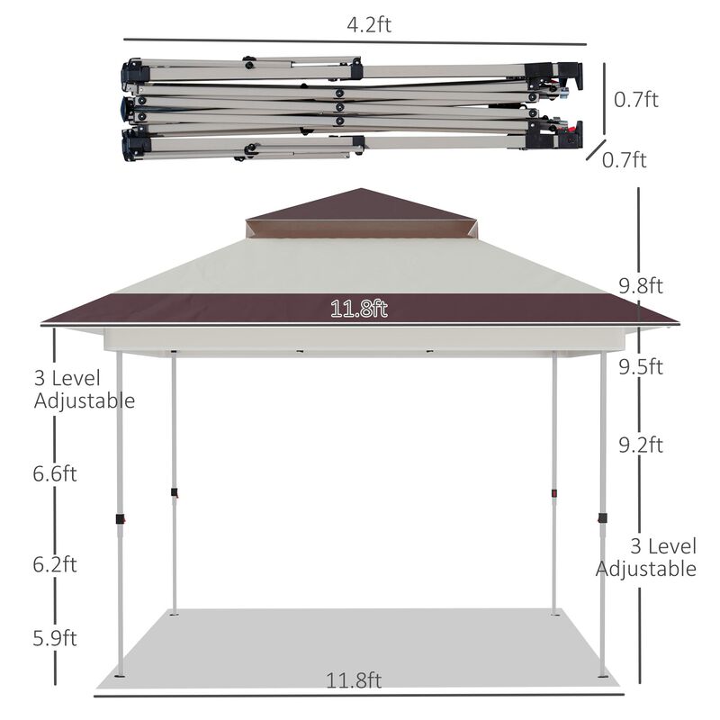 Beige Event Shelter: 12'x12' Pop Up Canopy with Mesh Sidewalls