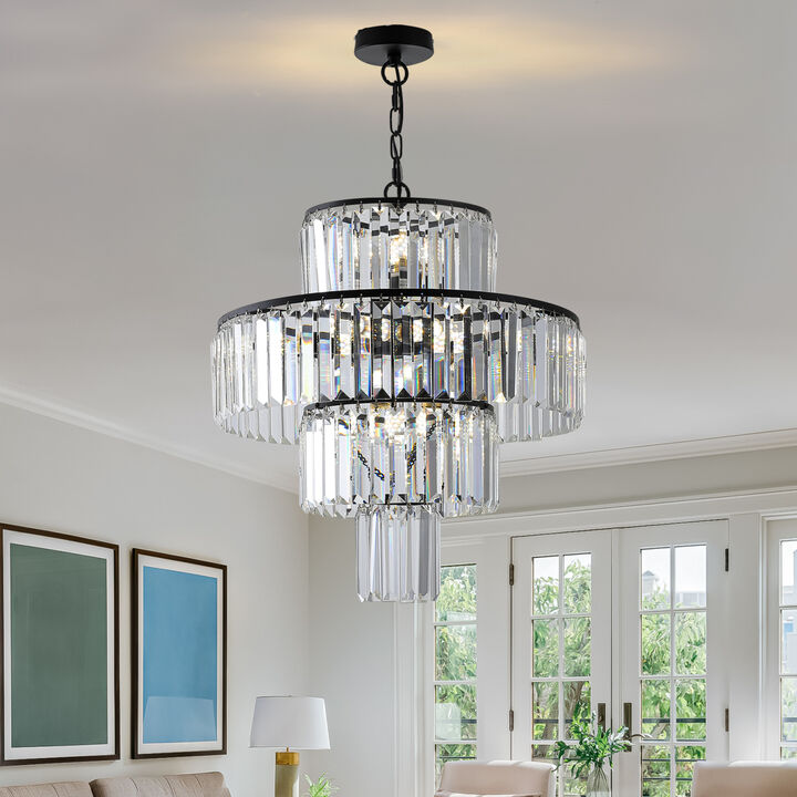 Luxury Black Crystal Chandelier - Dia 19.7 Inch