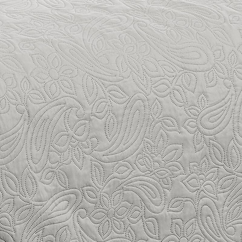 RT Designers Collection Milla 3pc Pinsonic All Season Quilt Set for Revitalize Bedroom Queen Silver