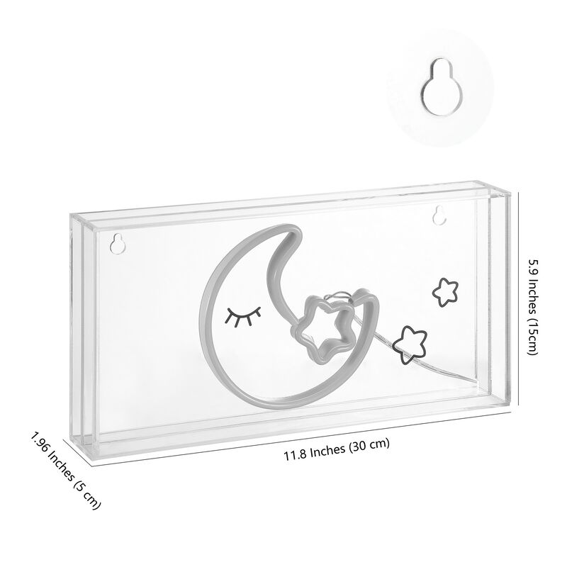 Moon 11.8" Contemporary Glam Acrylic Box USB Operated LED Neon Light