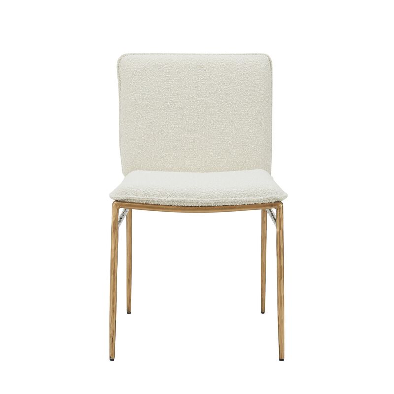 Cid Abby 19 Inch Side Dining Chair, Off White, Brass Gold Finished Legs - Benzara