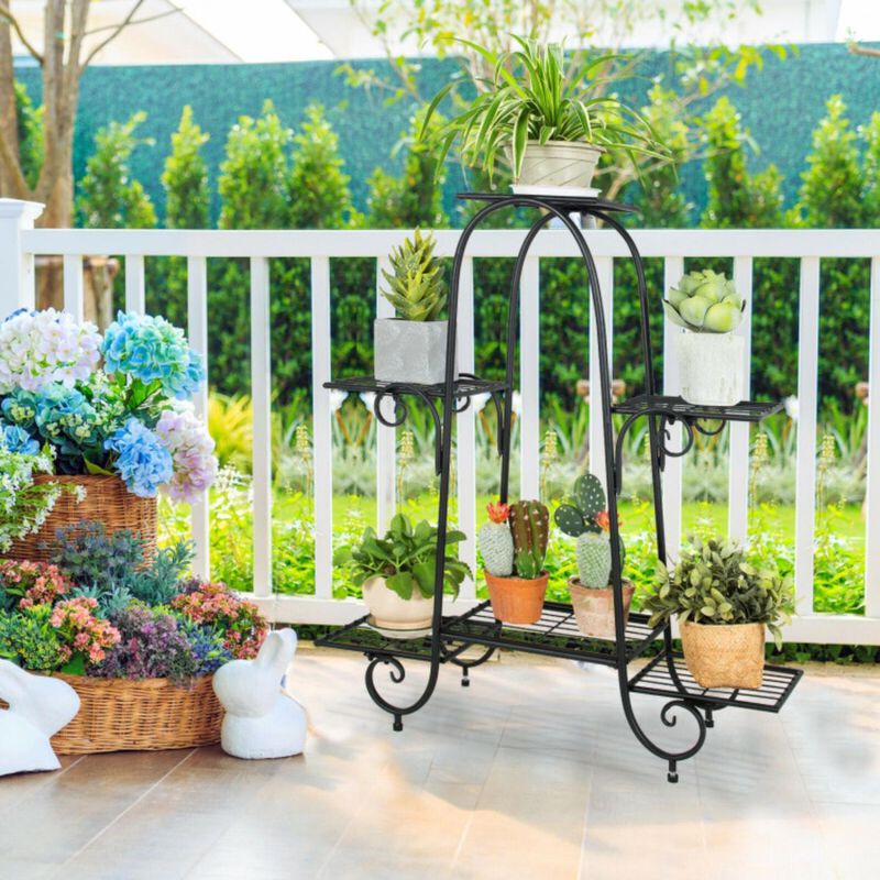 Hivvago 6-Tier Plant Stand with Adjustable Foot Pads-Black