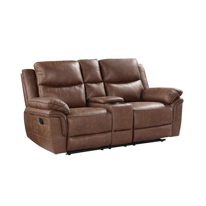 New Classic Furniture Ryland Console Loveseat W/ Dual Recliners--Brown