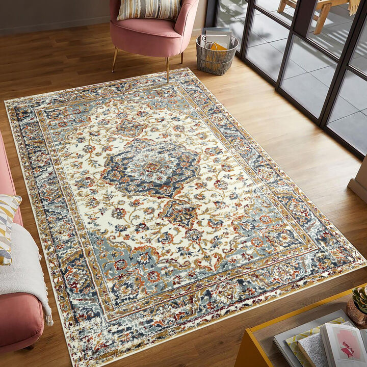 Allure Lanette Ivory Medallion Area Rug 5'1"x7'6"