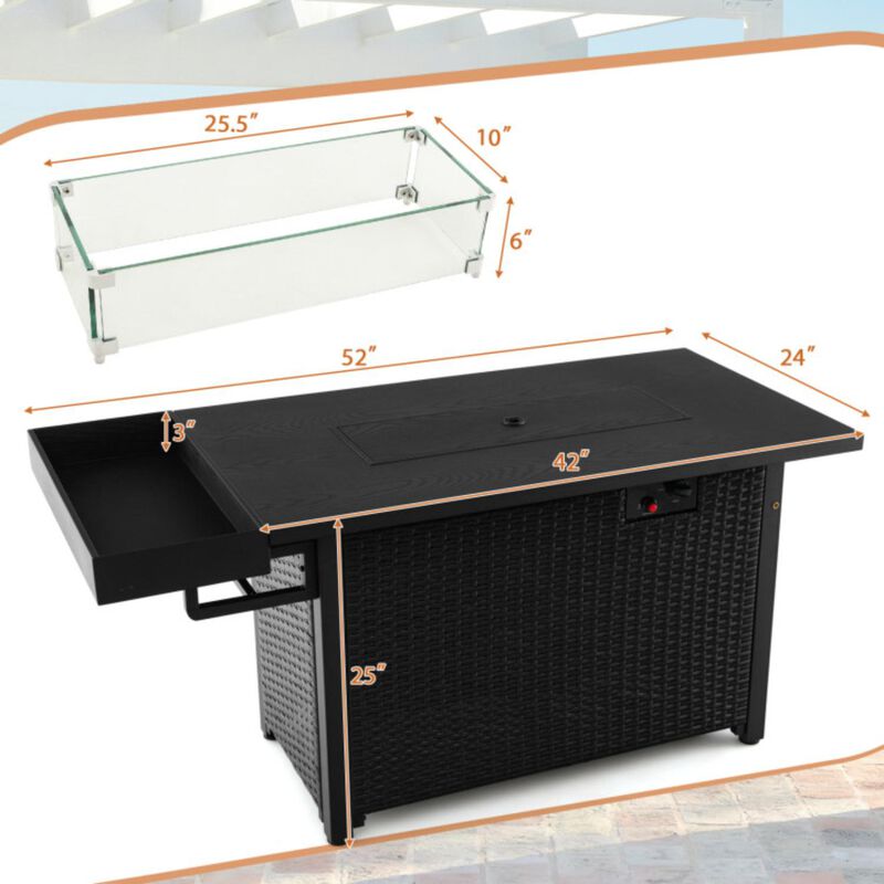 Hivvago 52 Inches Outdoor Wicker Gas Fire Pit Propane Fire Table with Cover