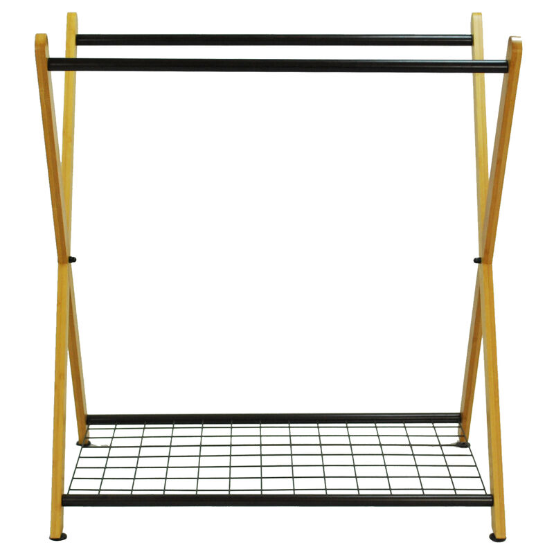 Oceanstar X-Frame Bamboo 3-Bag Laundry Sorter, Bronze