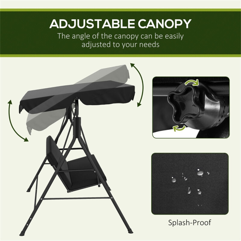 3-Person Hanging Porch Swing, Sturdy Metal Frame Patio Swing for Relaxing Outdoors