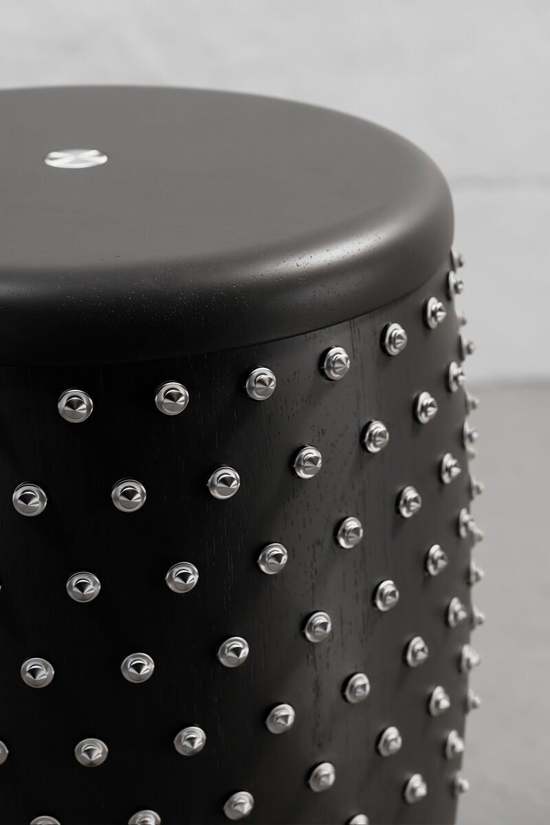 SITIERA_01 Solid Wood Stool, with Stainless Steel Accents by ANDEAN, In Stock