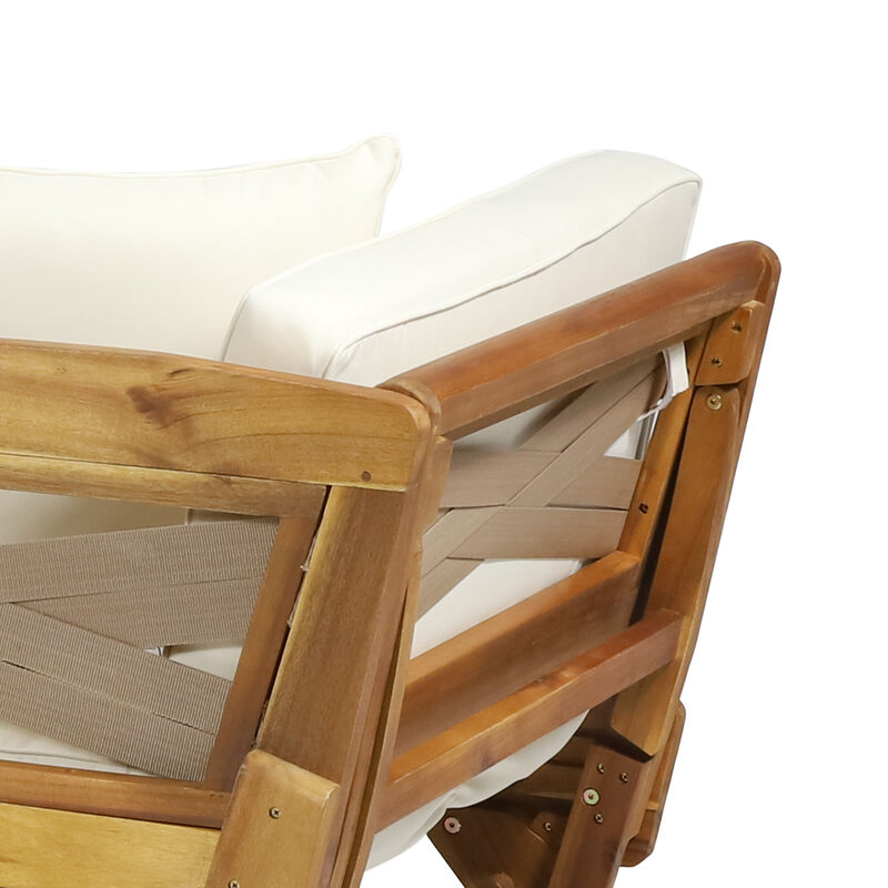 Merax Acacia Wood Patio Convertible Couch Sofa Bed