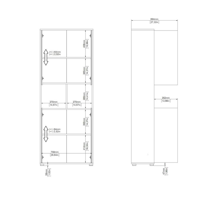 Tvilum 6 Shelf Boockase with 4 Doors, Home Office Storage