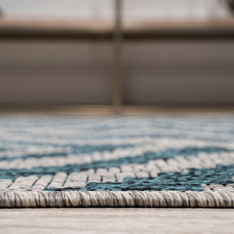 Sintra Diamond Tribal Blue/Gray Indoor/Outdoor Runner Rug