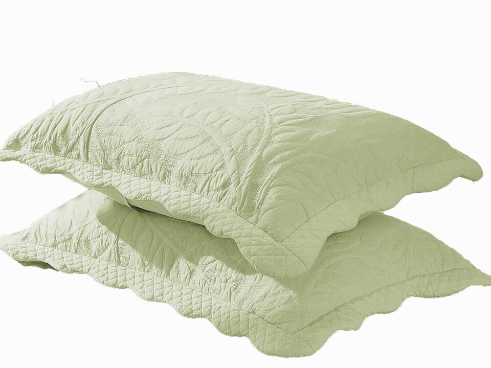 MarCielo 100% Cotton Embroidered Quilted Pillow Shams -Standard