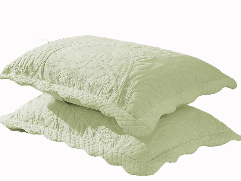 MarCielo 100% Cotton Embroidered Quilted Pillow Shams -Standard