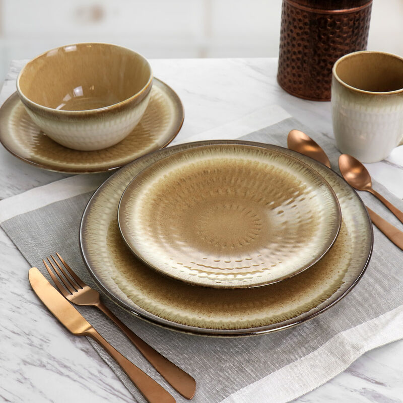Gibson Elite Moonstruck 16 Piece Ceramic Dinnerware Set in Brown