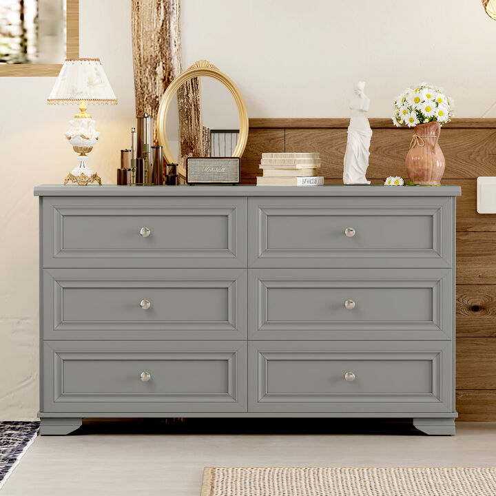 Merax 6 Drawers Dresser Storage Cabinet with Metal Handles